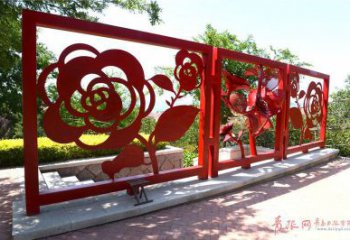 剪紙月季雕塑廠家 切面擺件 鏤空不銹鋼月季雕塑制作