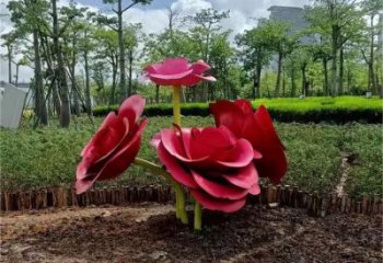 仿真月季雕塑廠家 現(xiàn)代擺件 烤漆不銹鋼月季雕塑廠