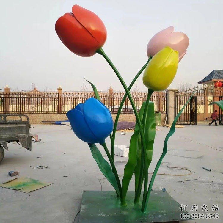 創意郁金香雕塑廠家 烤漆小品 公園不銹鋼郁金香雕塑廠