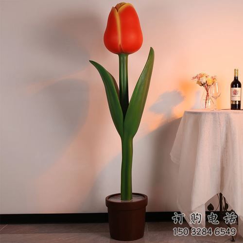 歐式郁金香雕塑廠家 抽象擺件 烤漆不銹鋼郁金香雕塑廠