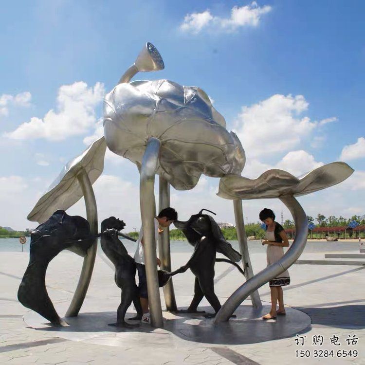 仿古荷葉雕塑廠家 戶外小品 房地產(chǎn)不銹鋼荷葉雕塑廠