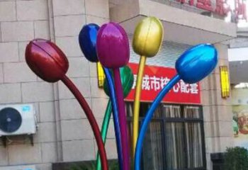 現(xiàn)代郁金香雕塑廠家 大型別墅區(qū)擺件 電鍍不銹鋼郁金香雕塑廠