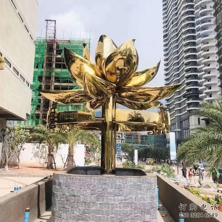 園林金蓮雕塑廠家 現(xiàn)代公園小品 中式不銹鋼金蓮雕塑廠