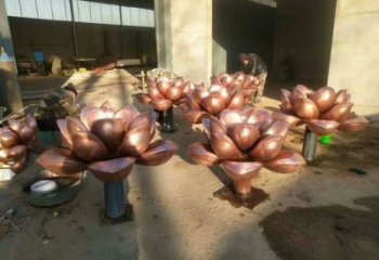 現代水蓮雕塑廠家 大型別墅區擺件 抽象不銹鋼水蓮雕塑工廠