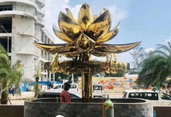 廣場金蓮雕塑廠家 創(chuàng)意小品 大型不銹鋼金蓮雕塑廠
