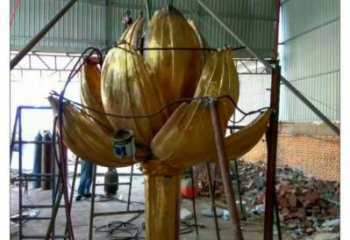 現(xiàn)代金蓮雕塑廠家 大型別墅區(qū)擺件 歐式不銹鋼金蓮雕塑