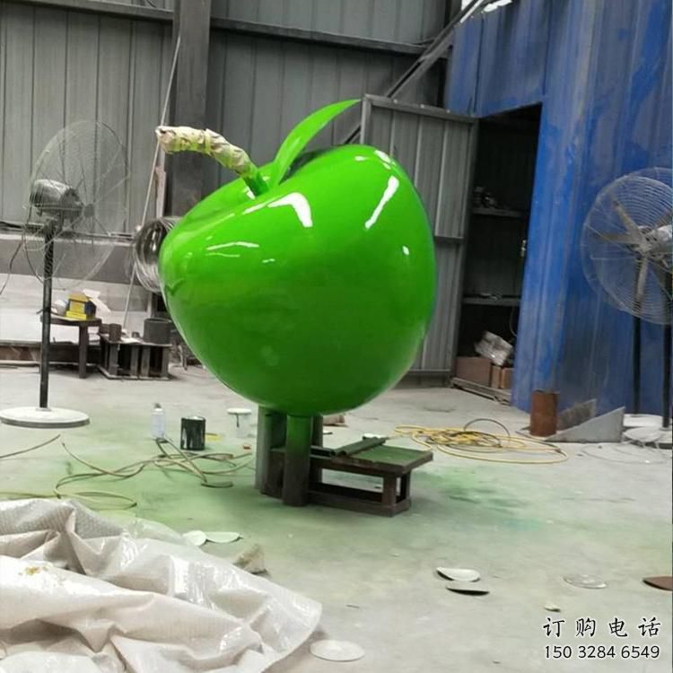 彩繪蘋果雕塑廠家 仿真擺件 街頭不銹鋼蘋果雕塑廠