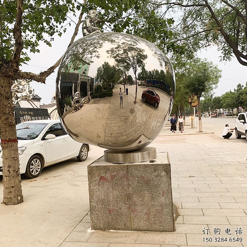 鏡面蘋果雕塑廠家 大型擺件  戶外不銹鋼蘋果雕塑定做