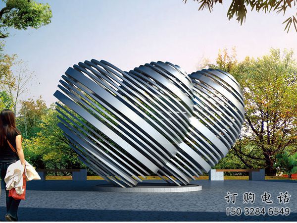 鏡面心形雕塑廠家 大型擺件 創(chuàng)意不銹鋼心形雕塑廠