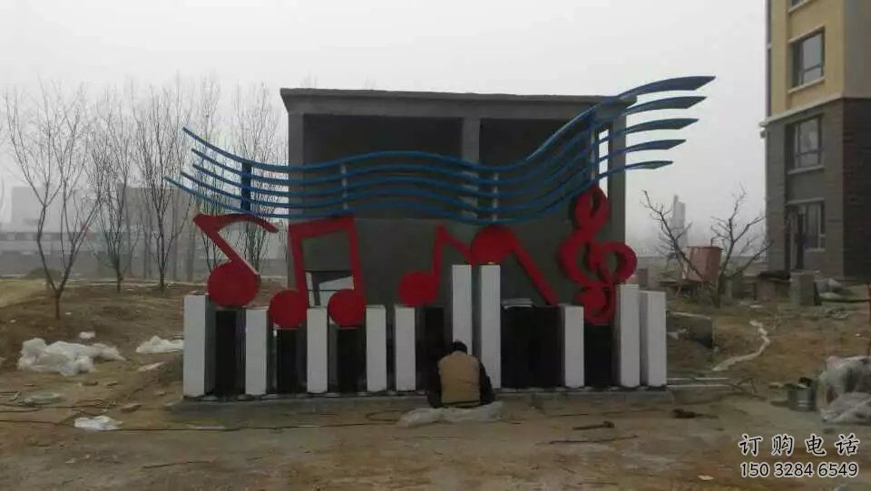 音樂樂符雕塑廠家 烤漆擺件 戶外不銹鋼樂符雕塑制作