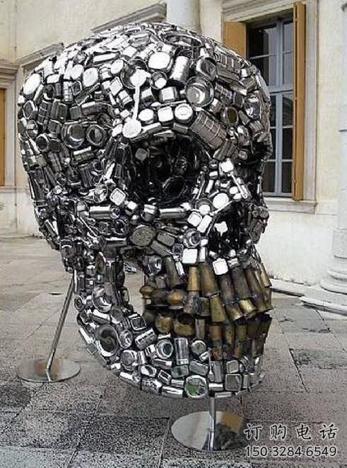 戶外骷髏雕塑廠家 噴漆小品 創意不銹鋼骷髏雕塑價格