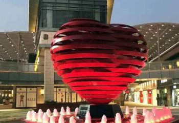 拉絲心形雕塑廠家 鏤空創意擺件 別墅區不銹鋼心形雕塑廠