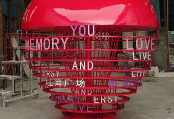 幾何心形雕塑廠家 發光小品 烤漆不銹鋼心形雕塑廠