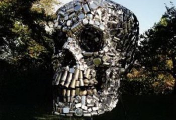 街頭骷髏雕塑廠家 大型別墅區擺件 抽象不銹鋼骷髏雕塑廠