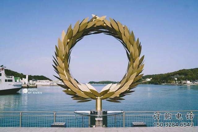 創意花環雕塑廠家 戶外現代小品 公園不銹鋼花環雕塑廠