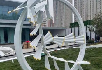 現代花環(huán)雕塑廠家 大型別墅區(qū)擺件 廣場不銹鋼花環(huán)雕塑廠