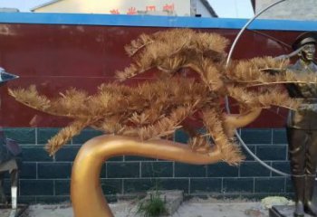 幾何迎客松雕塑廠家 創(chuàng)意小品 仿古不銹鋼迎客松雕塑加工