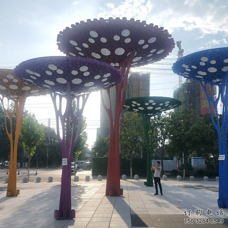 鏤空樹冠雕塑廠家 園林小品 烤漆拉絲不銹鋼樹冠雕塑廠