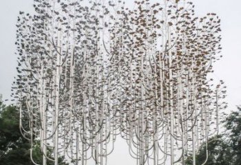 鏤空銀杏葉雕塑廠家 園林小品 鏡面不銹鋼銀杏葉雕塑廠