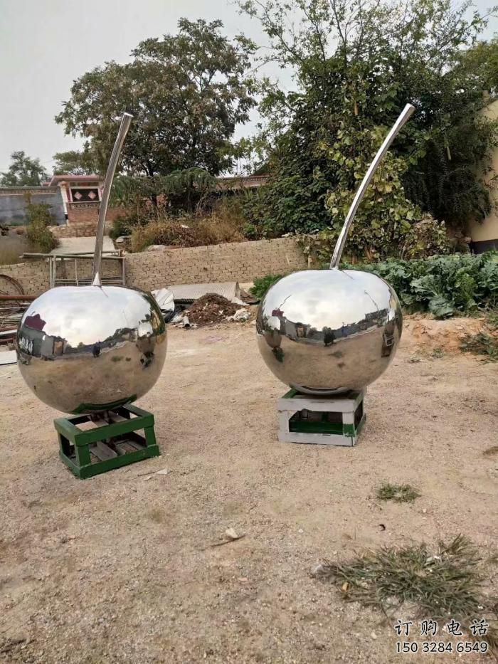 大型櫻桃雕塑廠家 鍛造小品 創(chuàng)意不銹鋼櫻桃雕塑廠