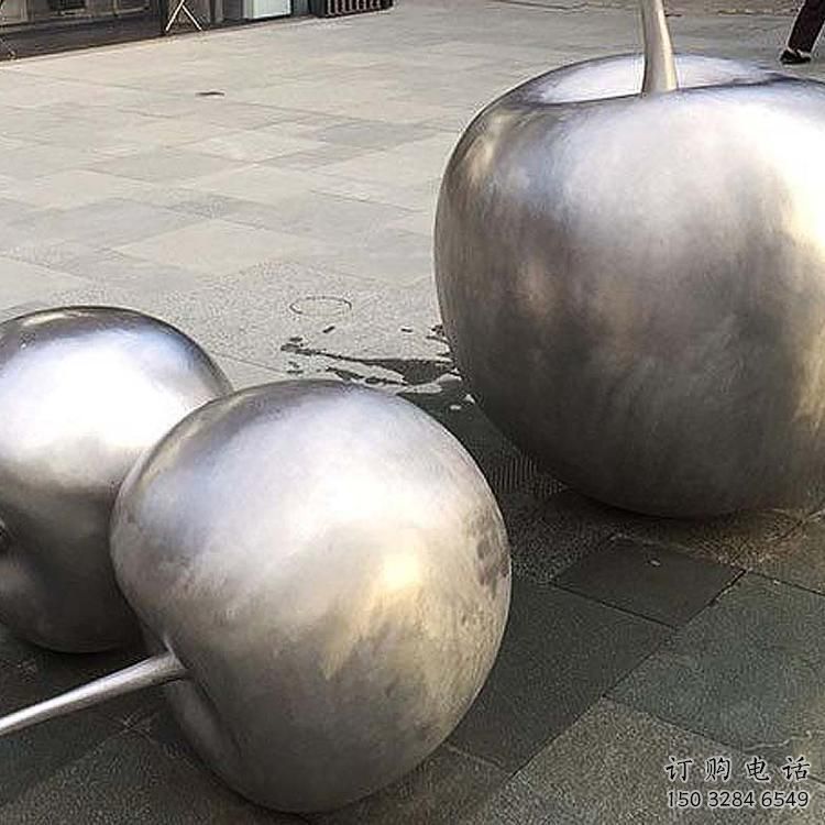 大型商場櫻桃雕塑廠家 仿真擺件 鏡面不銹鋼櫻桃雕塑廠