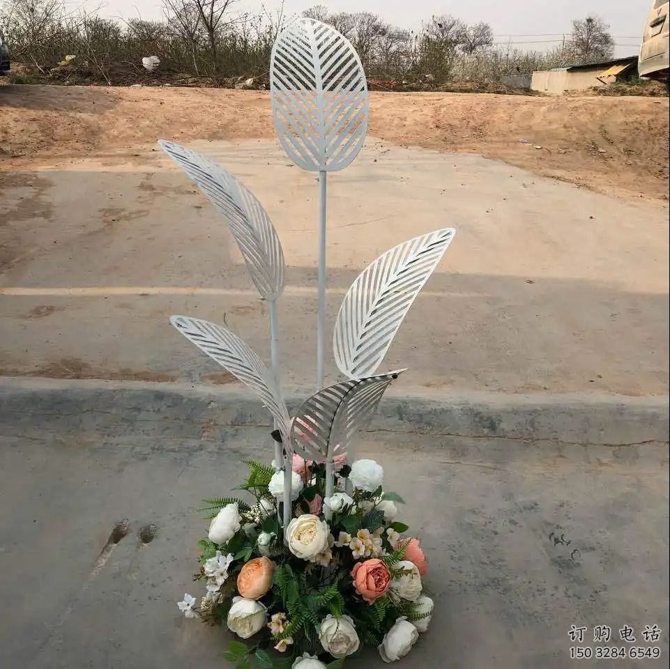 鏤空芭蕉葉雕塑廠家 園林小品 仿真不銹鋼芭蕉葉雕塑廠