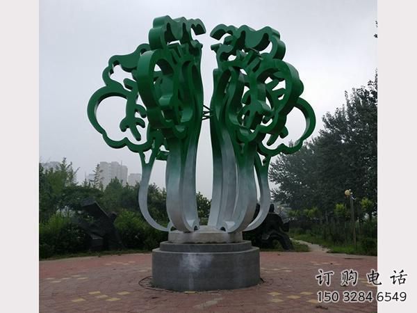 鏤空白菜雕塑廠家 園林小品 現代不銹鋼白菜雕塑廠