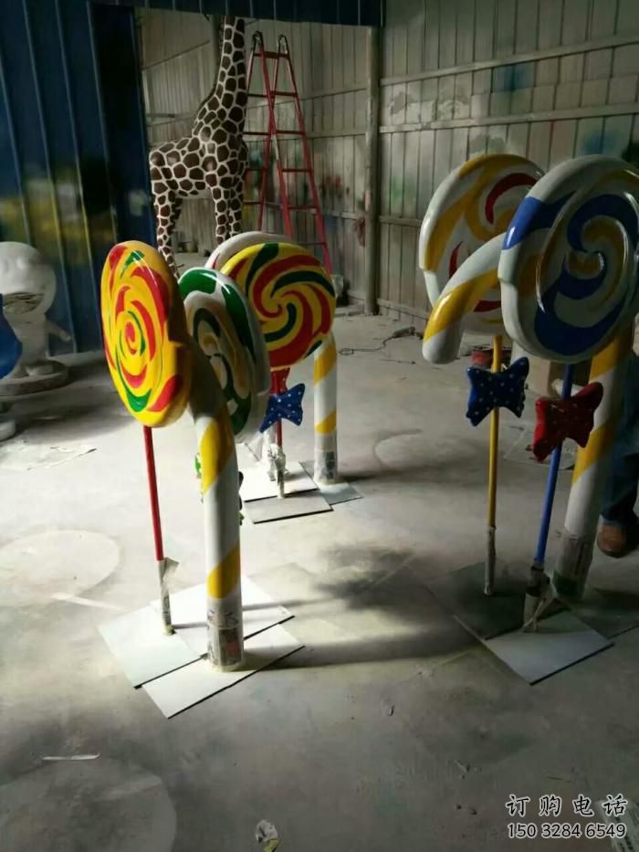 幾何棒棒糖雕塑廠家 幼兒園小品 仿真棒棒糖雕塑報價
