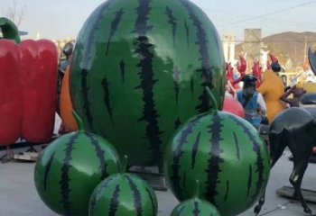 房地產西瓜雕塑廠家 仿真擺件 現代不銹鋼西瓜雕塑廠