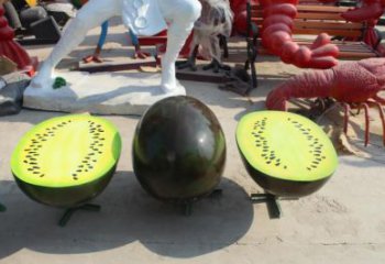 中式西瓜雕塑廠家 公園小品 游樂場不銹鋼西瓜雕塑廠