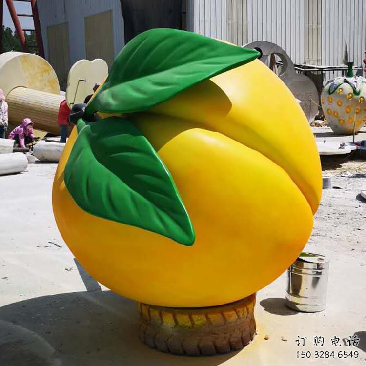 廣場桃子雕塑廠家 創意小品 彩繪桃子雕塑廠