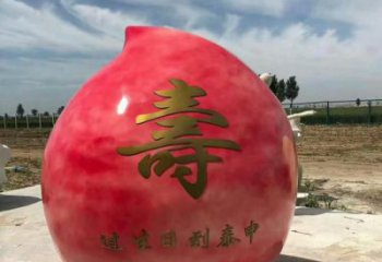 抽象壽桃雕塑廠家 現代小品 戶外壽桃雕塑定做