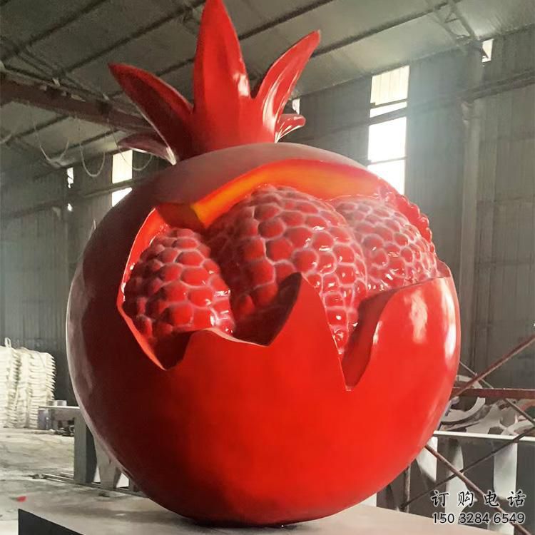 烤漆石榴雕塑廠家 仿真小品 大型不銹鋼石榴雕塑廠
