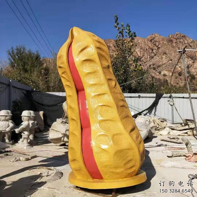 烤漆花生雕塑廠家 公園小品 戶外不銹鋼花生雕塑廠