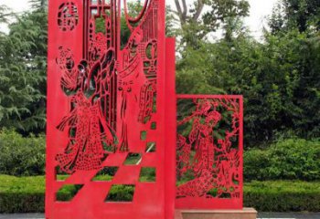 現(xiàn)代窗花雕塑廠家 大型別墅區(qū)擺件 戶外不銹鋼窗花雕塑廠