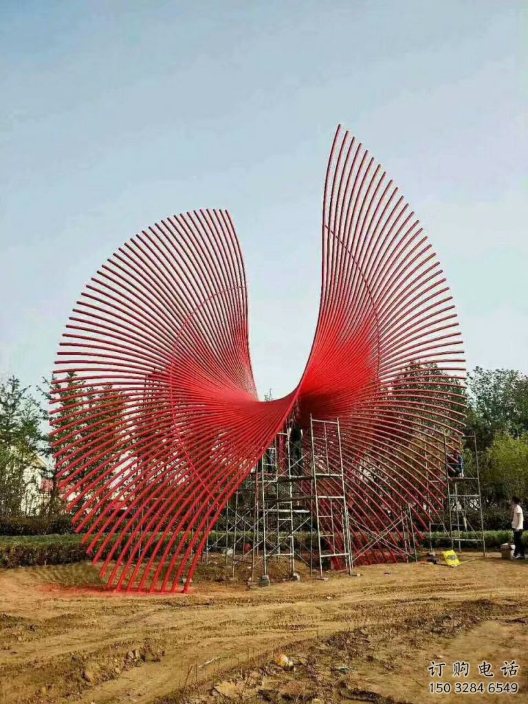 烤漆鳳羽雕塑廠家 鋼管小品 戶外不銹鋼鳳羽雕塑定做