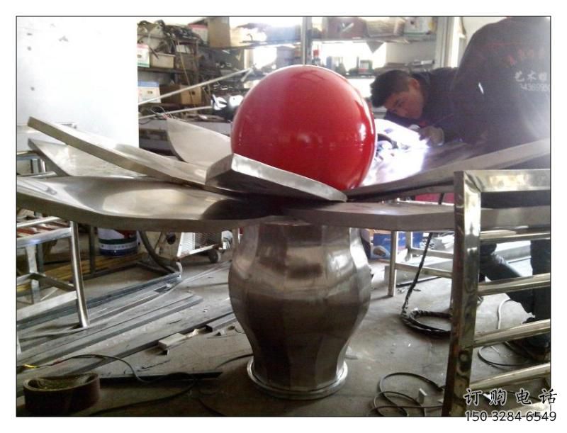 公園并蒂蓮雕塑廠家 戶外擺件 創(chuàng)意不銹鋼并蒂蓮雕塑定制