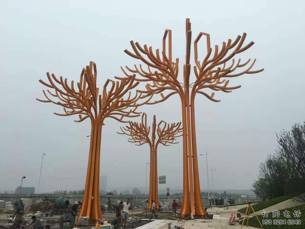 現(xiàn)代搖錢樹雕塑廠家 大型別墅區(qū)擺件 烤漆不銹鋼搖錢樹雕塑廠