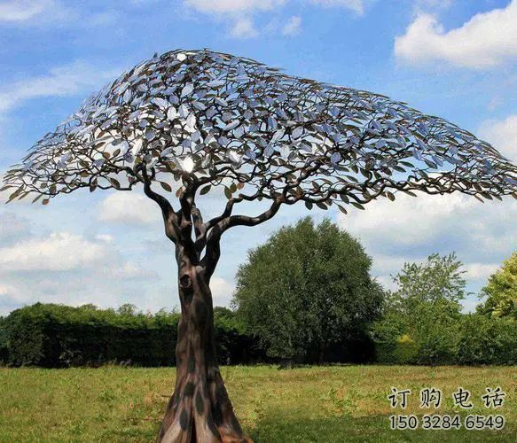 戶外搖錢樹雕塑廠家 噴漆小品 現代不銹鋼搖錢樹雕塑定做