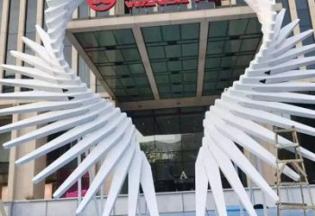 現代鳳羽雕塑廠家 大型別墅區擺件 創意不銹鋼鳳羽雕塑廠