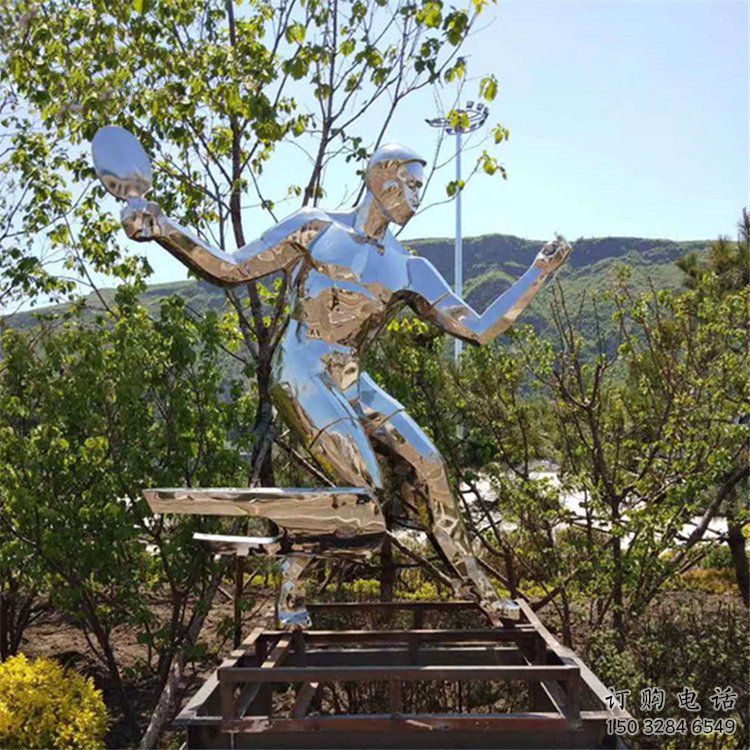 體育工人雕塑廠家 運動小品 公園不銹鋼工人雕塑廠