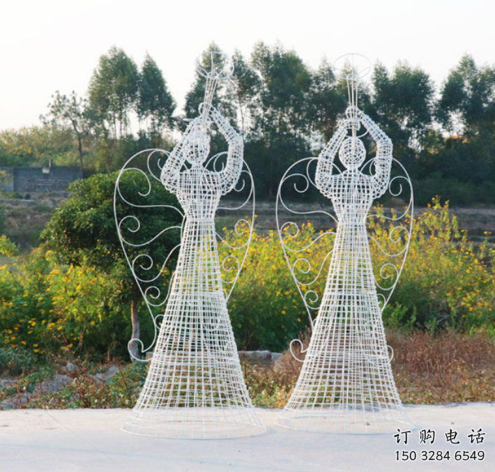 燈光美女雕塑廠家 鏤空小品 現(xiàn)代不銹鋼美女雕塑定做