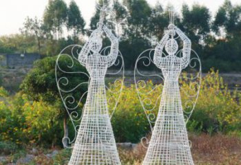 燈光美女雕塑廠家 鏤空小品 現(xiàn)代不銹鋼美女雕塑定做