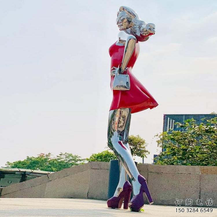 創意女孩雕塑廠家 現代廣場小品 公園不銹鋼女孩雕塑廠