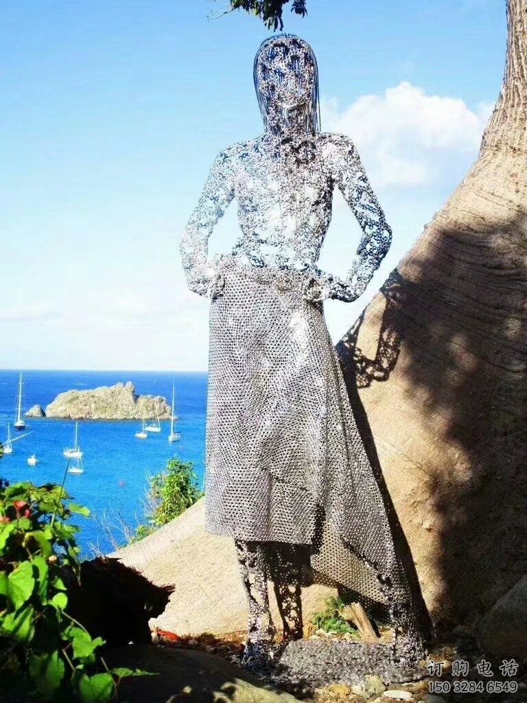 鏤空少女雕塑廠家 園林小品  戶外不銹鋼少女雕塑廠