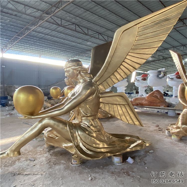 戶外天使雕塑廠家 噴漆小品 大型不銹鋼天使雕塑廠