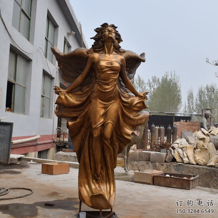 步行街天使雕塑廠家 游樂場小品 歐式不銹鋼天使雕塑價格