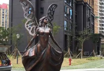 廣場天使雕塑廠家 烤漆小品 抽象不銹鋼天使雕塑工廠