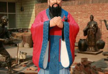 彩繪孔子雕塑廠家  戶外擺件 街頭孔子雕塑廠