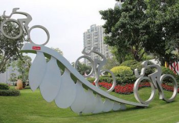 歐式騎車人雕塑廠家 抽象擺件 體育場不銹鋼騎車人雕塑廠